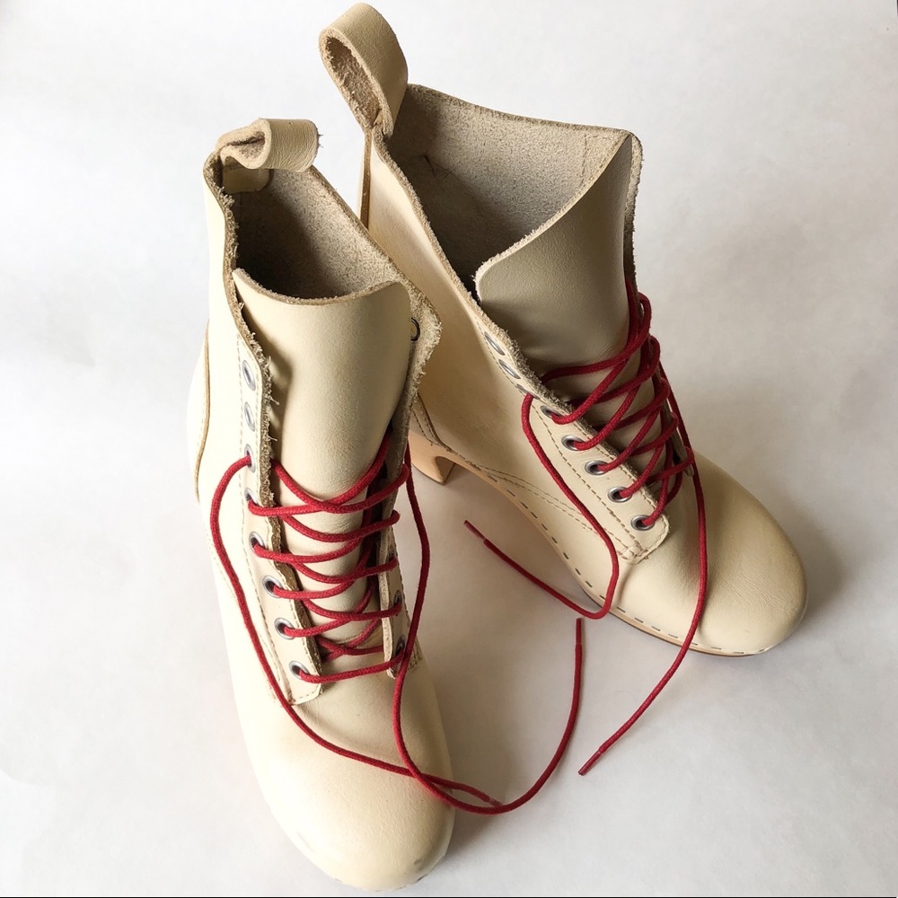 Swedish Hasbeens, Lace-up Boots,  Red Laces, 36